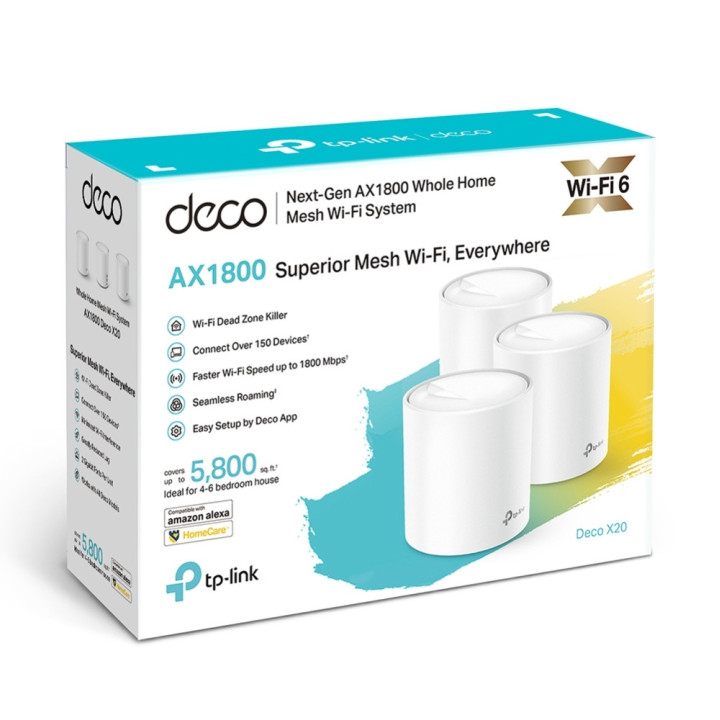 Безжична Wi-fi 6 система TP-Link Deco X20(3-pack) AX1800