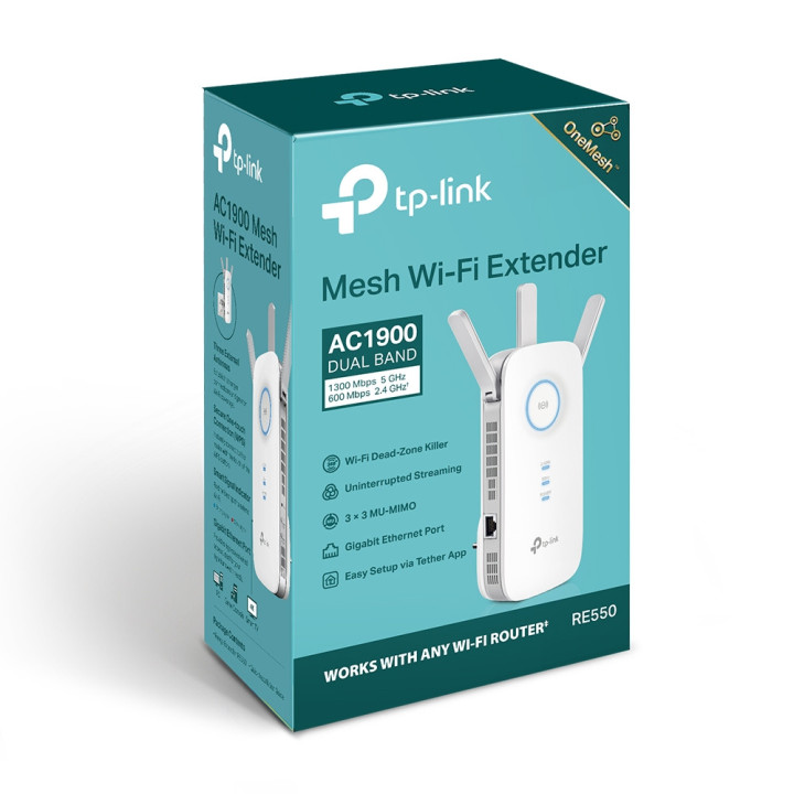 2-лентов OneMesh удължител на обхват TP-Link RE550 AC1900