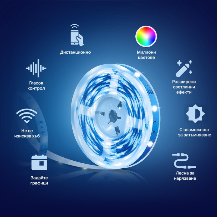 Многоцветна безжична LED Smart лента TP-Link Tapo L920 5 метра - Tapo L920-5