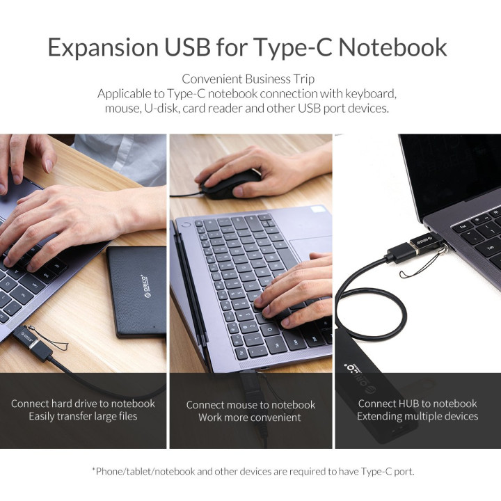 Адаптер  Orico OTG USB3.0 AF to Type-C - CBT-UT01-BK-BP