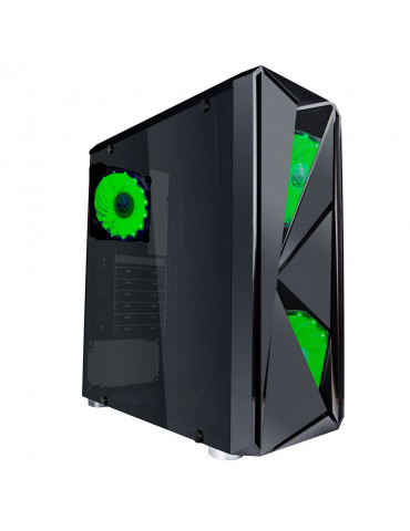 Кутия за компютър 1stPlayer F4 GREEN с 3бр вентилатори - F4-3A1-15LED-GREEN