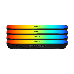RAM памет Kingston 64GB(4x16GB) DDR4 3200MHz CL16 2Rx8 FURY Beast Black RGB - KF432C16BB12AK4/64