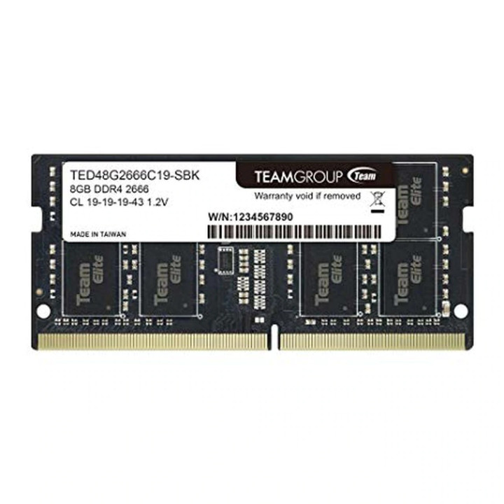 RAM памет Team Group Elite 8GB 2666MHz DDR4 SODIMM, CL19-19-19-43 1.2V - TED48G2666C19-S01