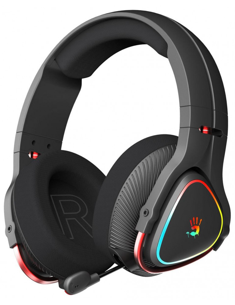 Безжични геймърски слушалки A4Tech Bloody MR710, Bluetooth v5.0, 2.4Ghz Wireless, Кабел 3.5мм, RGB, Микрофон, Черен