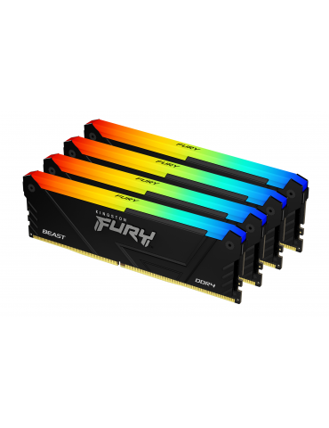 RAM памет Kingston 128GB(4x32GB) DDR4 3600MHz CL18 FURY Beast Black RGB - KF436C18BB2AK4/128