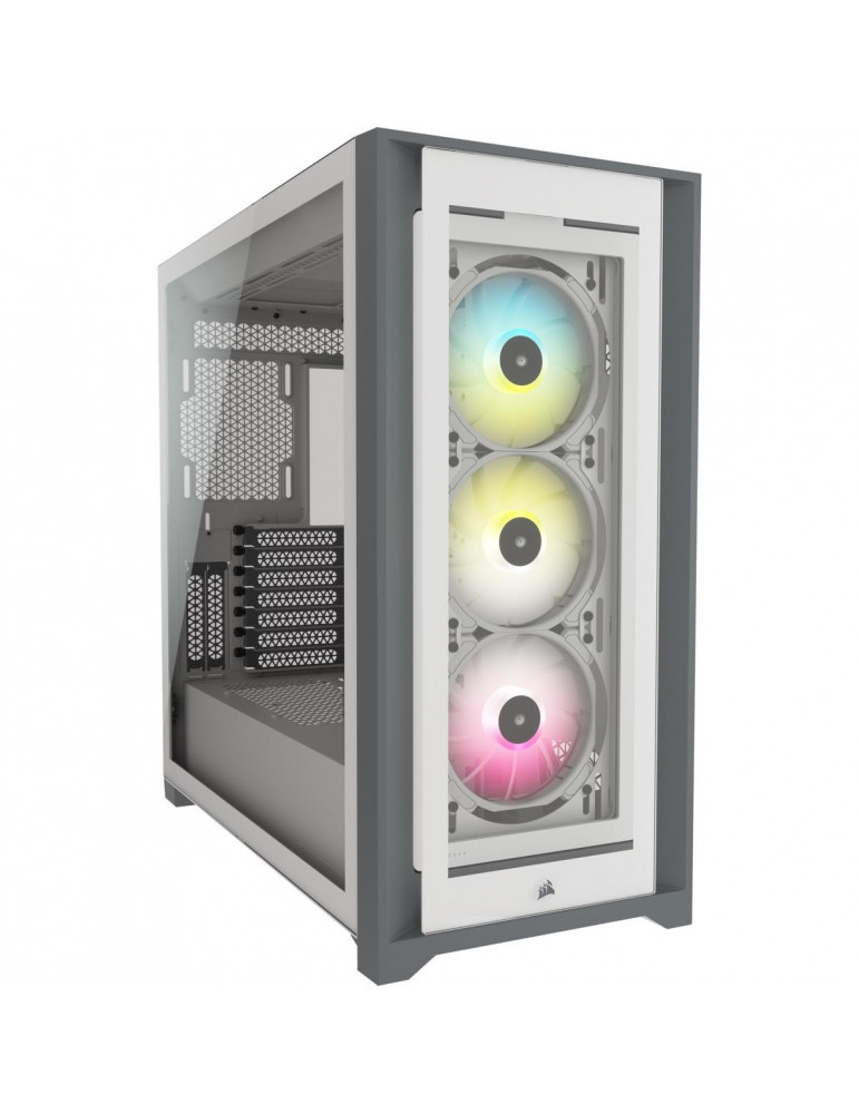Кутия за компютър Corsair iCUE 5000X RGB Mid Tower, TG, Бял - CC-9011213-WW