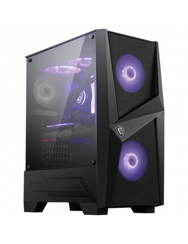 Кутия за компютър MSI MAG FORGE 100M, Mid-Tower, ATX, RGB Hub, RGB Button, 3x 120mm Fans (2x RGB), Mesh Front Panel, TG