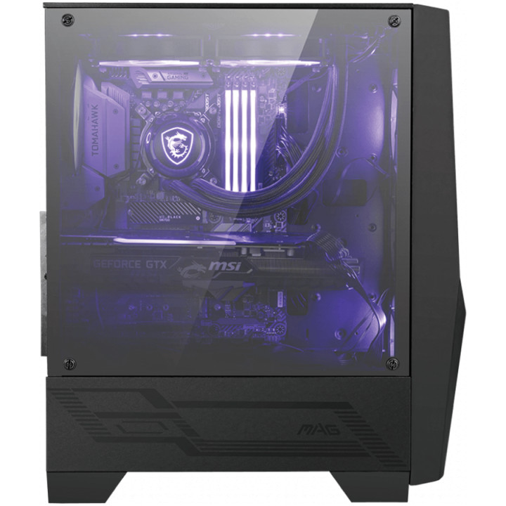 Кутия за компютър MSI MAG FORGE 100M, Mid-Tower, ATX, RGB Hub, RGB Button, 3x 120mm Fans (2x RGB), Mesh Front Panel, TG