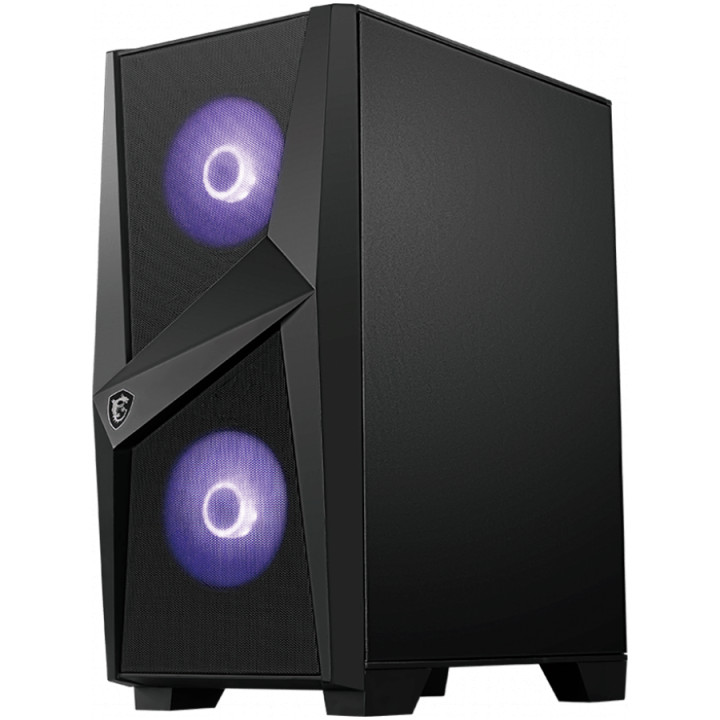 Кутия за компютър MSI MAG FORGE 100M, Mid-Tower, ATX, RGB Hub, RGB Button, 3x 120mm Fans (2x RGB), Mesh Front Panel, TG