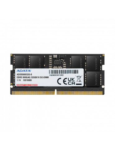 RAM памет Adata 32GB DDR5 5600MHz SODIMM, 1.1V - AD5S560032G-S