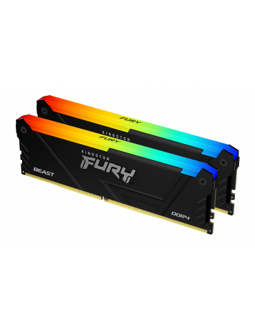 RAM памет Kingston 16GB(2x8GB) DDR4 3200MHz CL16 FURY Beast Black RGB - KF432C16BB2AK2/16