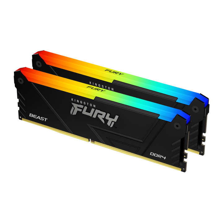 RAM памет Kingston 16GB(2x8GB) DDR4 3200MHz CL16 FURY Beast Black RGB - KF432C16BB2AK2/16