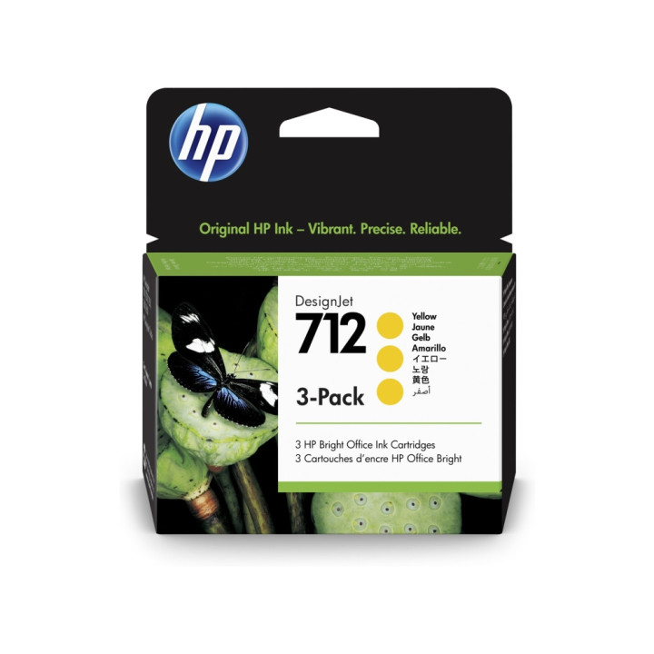 HP 712 Yellow Ink Cartridge 3-Pack