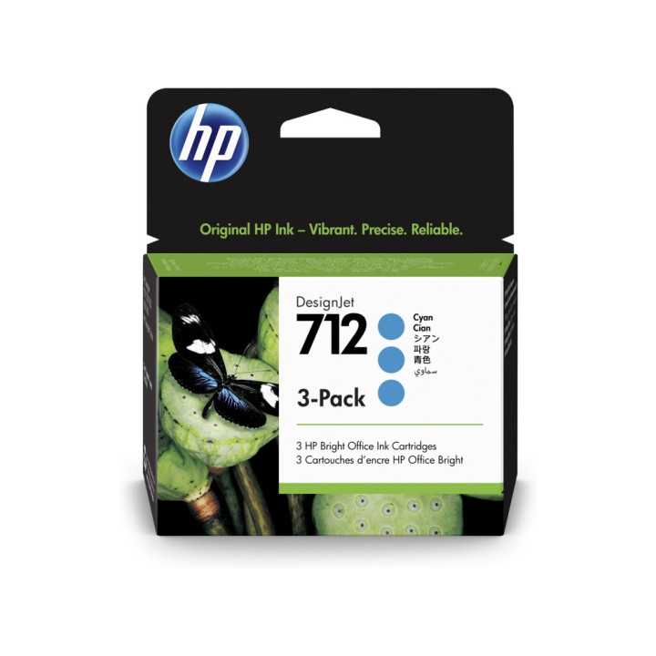 HP 712 Cyan Ink Cartridge 3-Pack