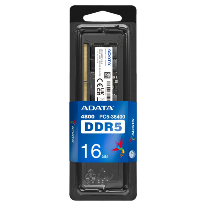 RAM памет Adata 16GB DDR5 4800MHz, 1.1V SODIMM  - AD5S480016G-S
