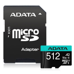Карта памет Adata 512GB MicroSDXC UHS-I U3 V30S A2 (1 adapter) - AUSDX512GUI3V30SA2-RA1