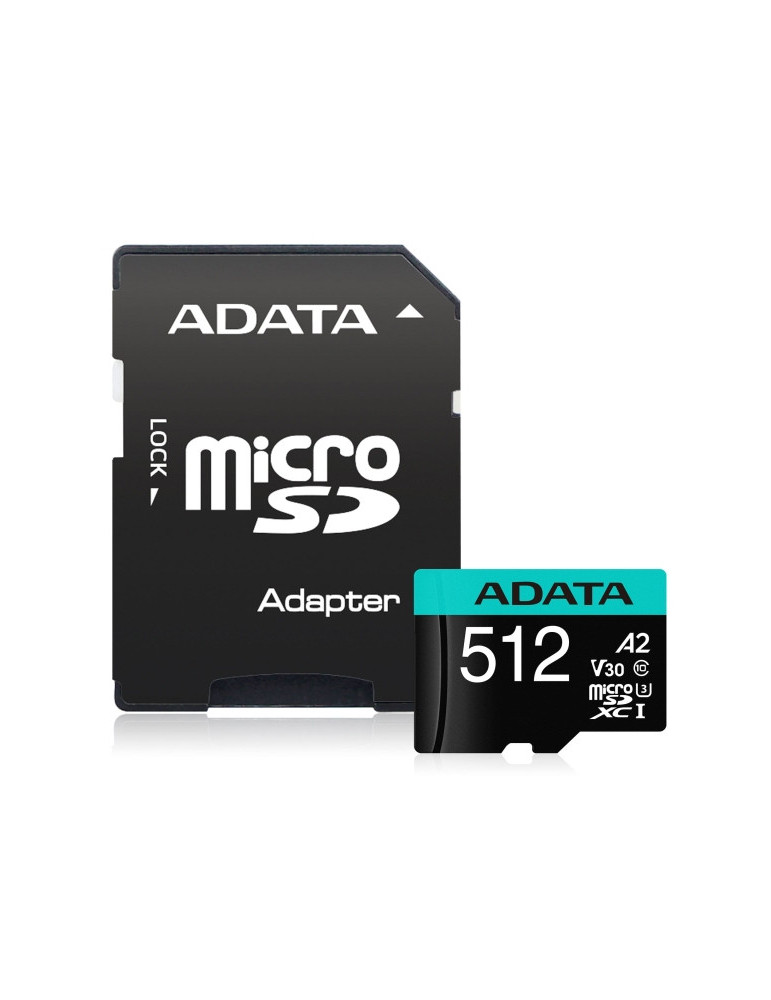 Карта памет Adata 512GB MicroSDXC UHS-I U3 V30S A2 (1 adapter) - AUSDX512GUI3V30SA2-RA1