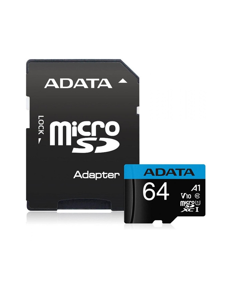 Карта памет Adata 64GB MicroSDXC UHS-I CLASS10 A1 (1 adapter) - AUSDX64GUICL10A1-RA1