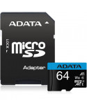 Карта памет Adata 64GB MicroSDXC UHS-I CLASS10 A1 (1 adapter) - AUSDX64GUICL10A1-RA1