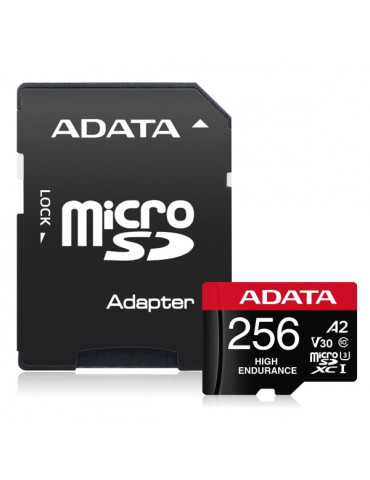 Карта памет Adata 256GB MicroSDXC UHS-I U3 V30S(R100MB/s) HIGH (1 adapter) - AUSDX256GUI3V30SHA2-RA1