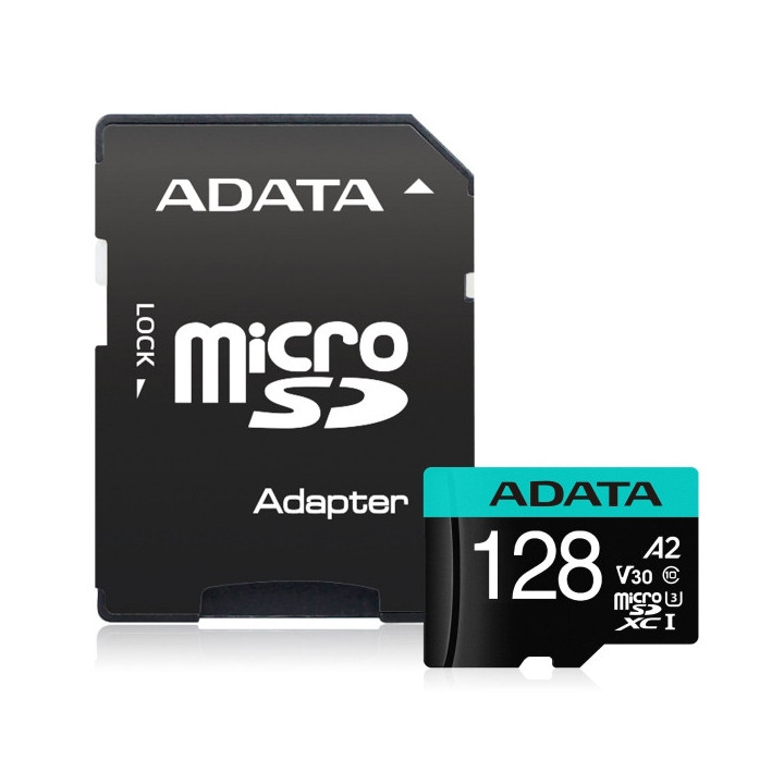 Карта памет Adata 128GB MicroSDXC UHS-I U3 V30S A2 (1 adapter) - AUSDX128GUI3V30SA2-RA1