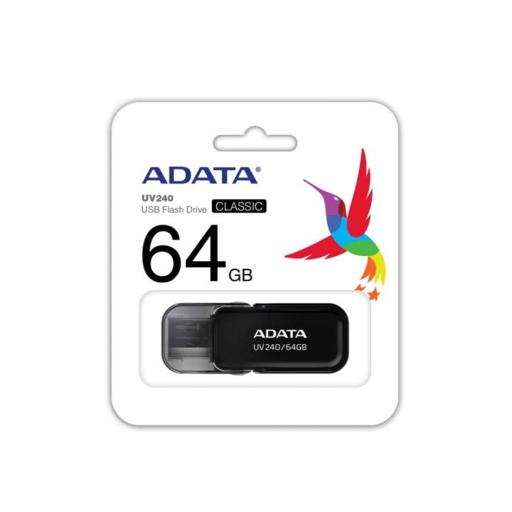 Флаш памет Adata 64GB UV240 USB 2.0-Flash Drive Black - AUV240-64G-RBK