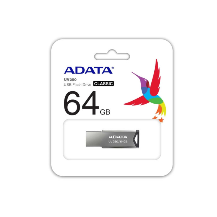 Флаш памет Adata 64GB UV250 USB 2.0-Flash Drive Silver - AUV250-64G-RBK