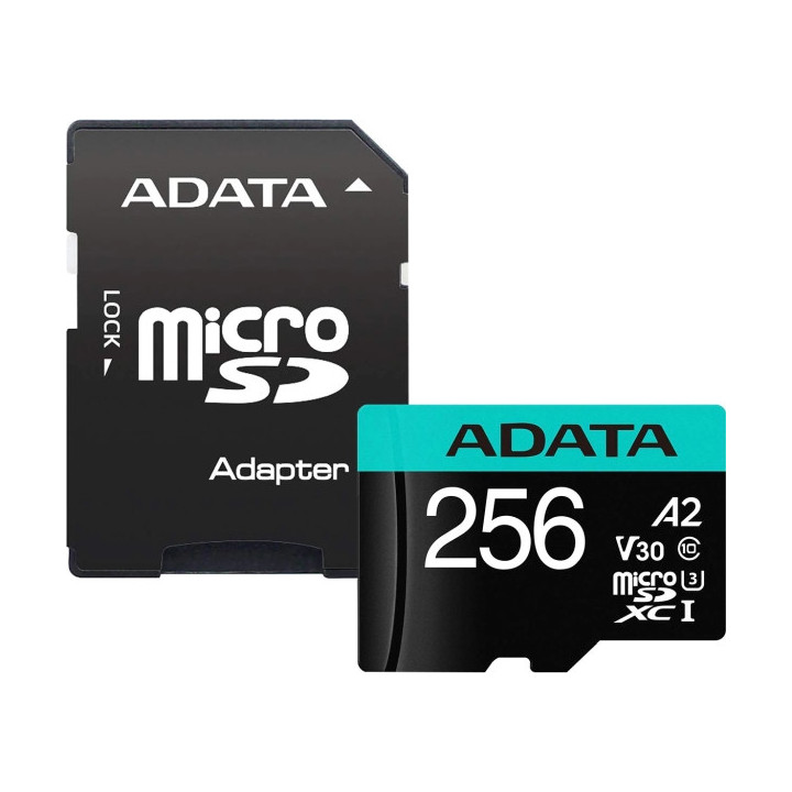 Карта памет Adata 256GB MicroSDXC UHS-I U3 V30S A2 (1 adapter) - AUSDX256GUI3V30SA2-RA1