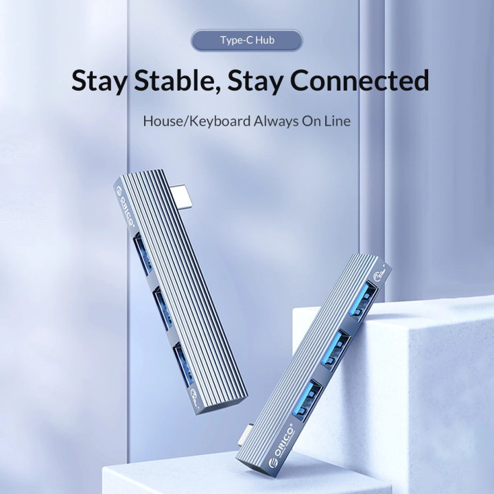 Хъб Orico USB3.0/2.0 HUB 3 port TYPE C, Aluminum - AH-W13-GY-BP