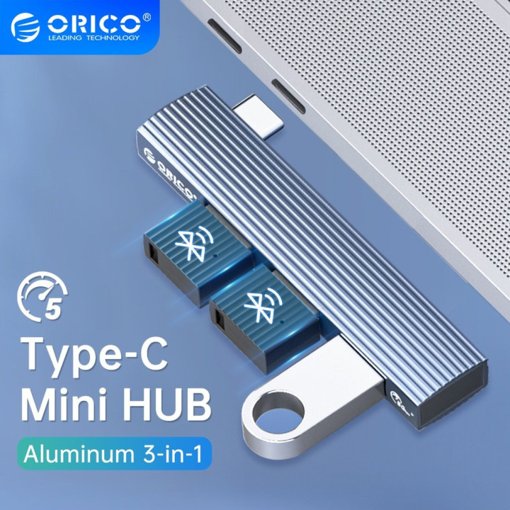 Хъб Orico USB3.0/2.0 HUB 3 port TYPE C, Aluminum - AH-W13-GY-BP