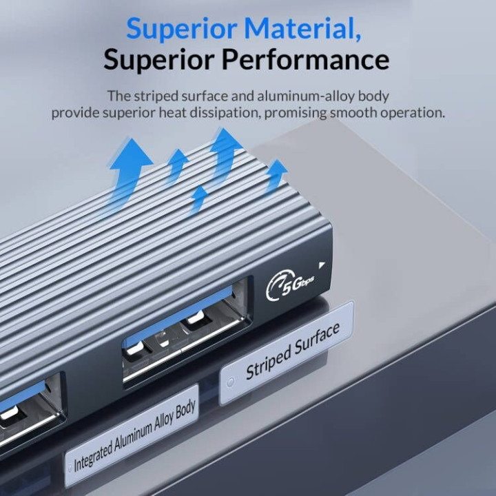 Хъб Orico USB3.0/2.0 HUB 3 port TYPE C, Aluminum - AH-W13-GY-BP
