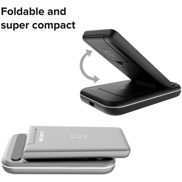Безжично зарядно Canyon WS-304 Foldable 3in1, Blue - CNS-WCS304BL