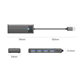 Хъб Orico HUB USB3.0 4 port Black - PAPW4A-U3-015-BK-EP