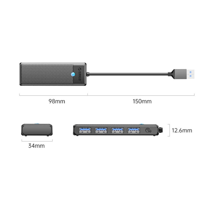 Хъб Orico HUB USB3.0 4 port Black - PAPW4A-U3-015-BK-EP