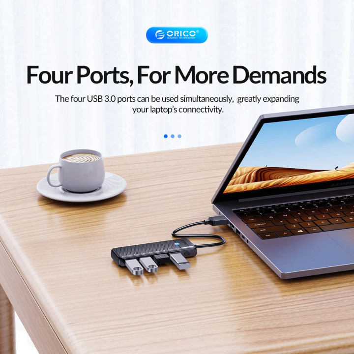 Хъб Orico HUB USB3.0 4 port Black - PAPW4A-U3-015-BK-EP