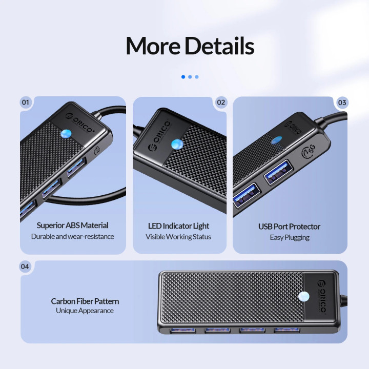 Хъб Orico HUB USB3.0 4 port Black - PAPW4A-U3-015-BK-EP