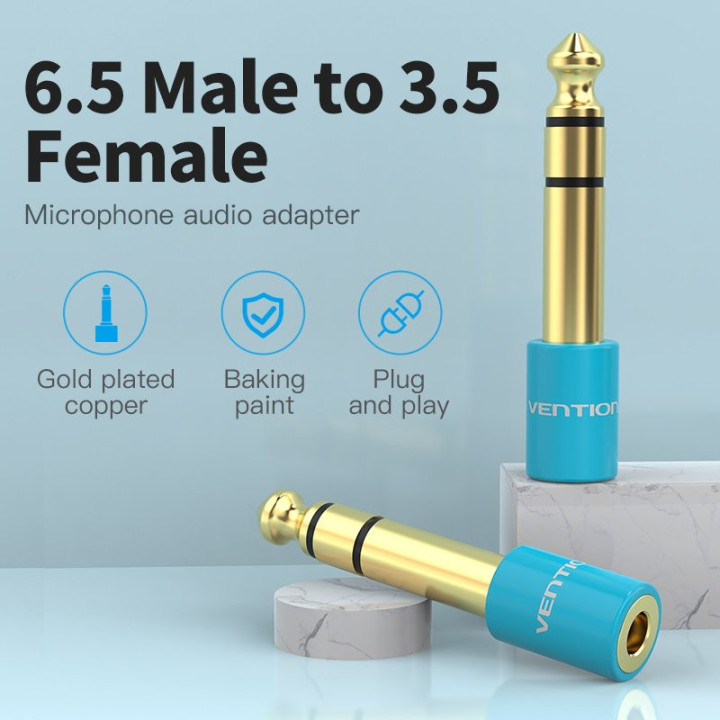 Адаптер Vention Audio 6.5mm M / 3.5mm F - Blue - VAB-S01-L