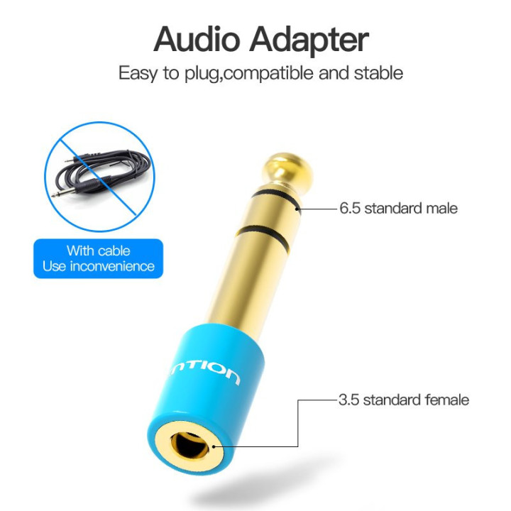 Адаптер Vention Audio 6.5mm M / 3.5mm F - Blue - VAB-S01-L