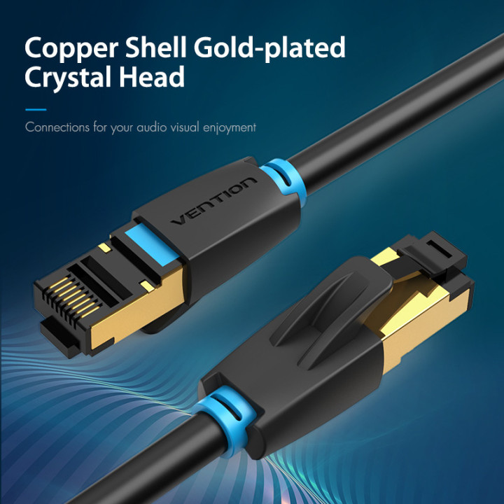 Кабел Vention LAN SFTP Cat.8 Patch Cable - 1.5M Black 40Gbps - IKABG