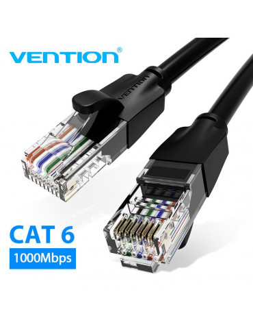 Кабел Vention LAN UTP Cat.6 Patch Cable - 1.5M Black - IBEBG