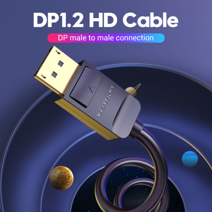 Кабел Vention Display Port v1.2 DP M / M Black 4K 3M - HACBI