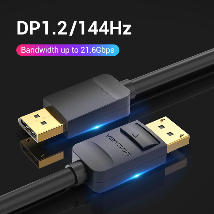 Кабел Vention Display Port v1.2 DP M / M Black 4K 1.5M - HACBG