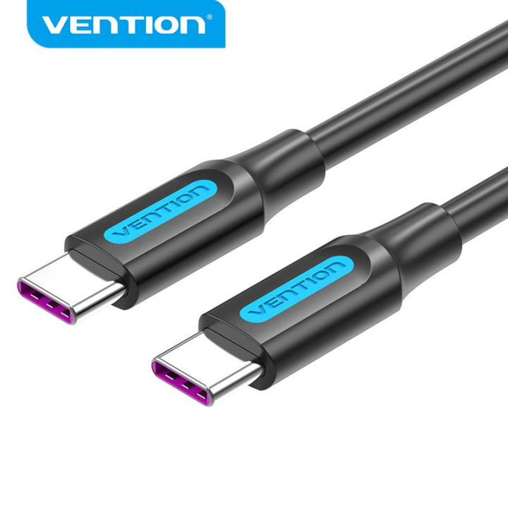 Кабел Vention USB 2.0 Type-C to Type-C - 1.5M Black 5A Fast Charge - COTBG