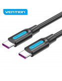 Кабел Vention USB 2.0 Type-C to Type-C - 1.5M Black 5A Fast Charge - COTBG