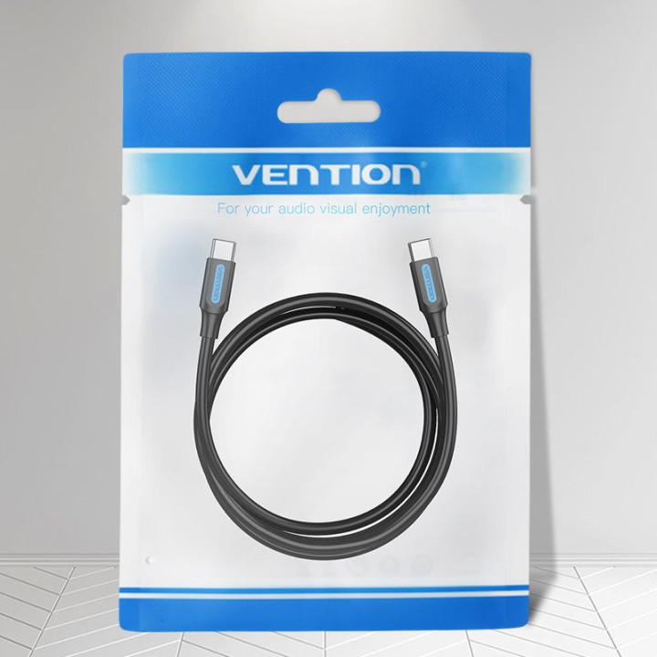 Кабел Vention USB 2.0 Type-C to Type-C - 1.5M Black 5A Fast Charge - COTBG