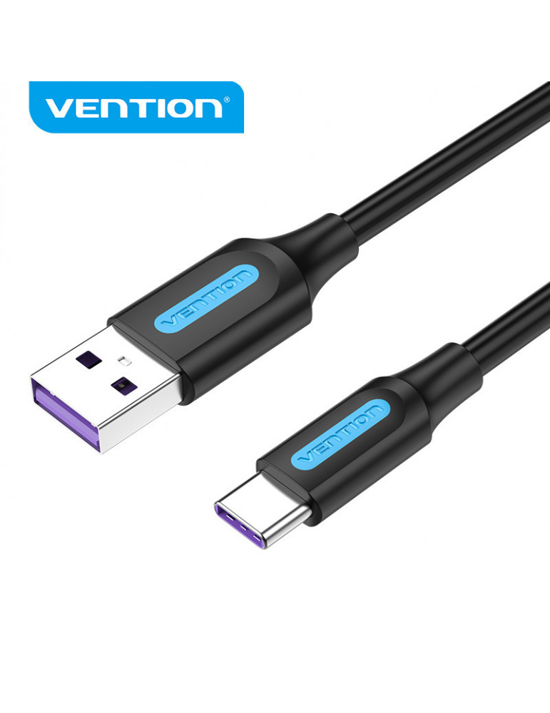 Кабел Vention USB 3.1 Type-C / USB 2.0 AM - 0.5M Black 5A Charging - CORBD