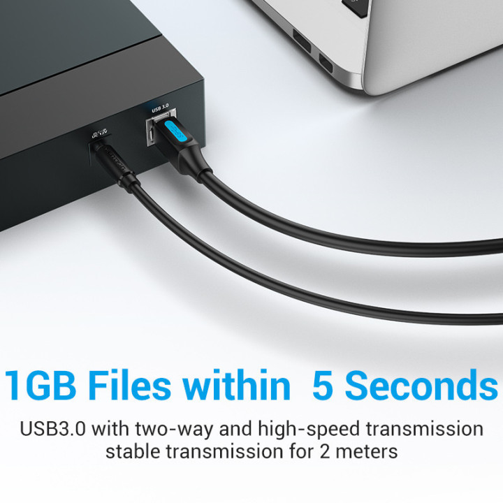 Кабел Vention USB 3.0 AM / BM - 1.5M Black - COOBG