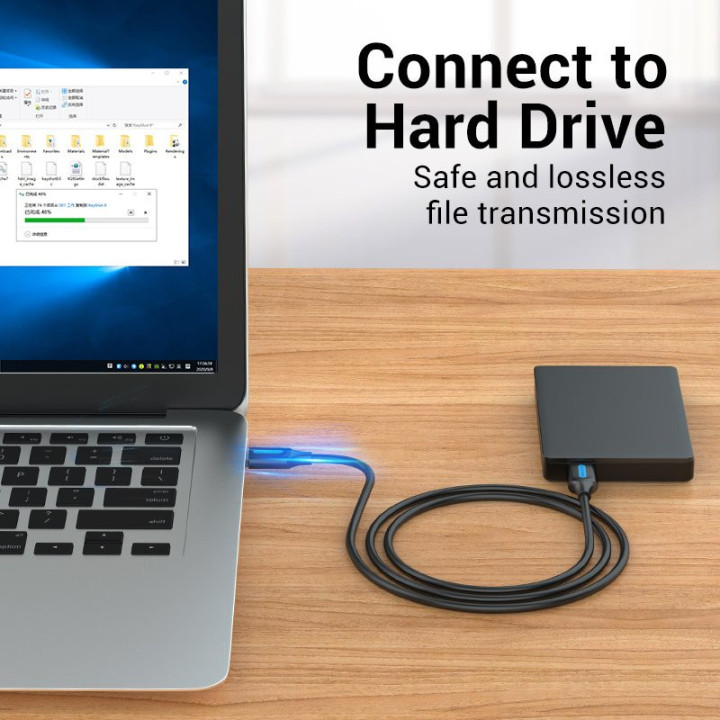 Кабел Vention USB 3.0 AM / AM - 1.5M Black - CONBG