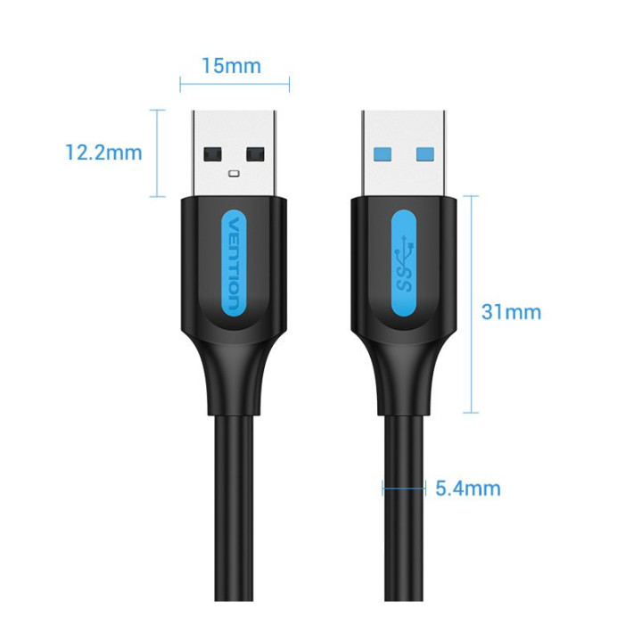 Кабел Vention USB 3.0 AM / AM - 1.5M Black - CONBG