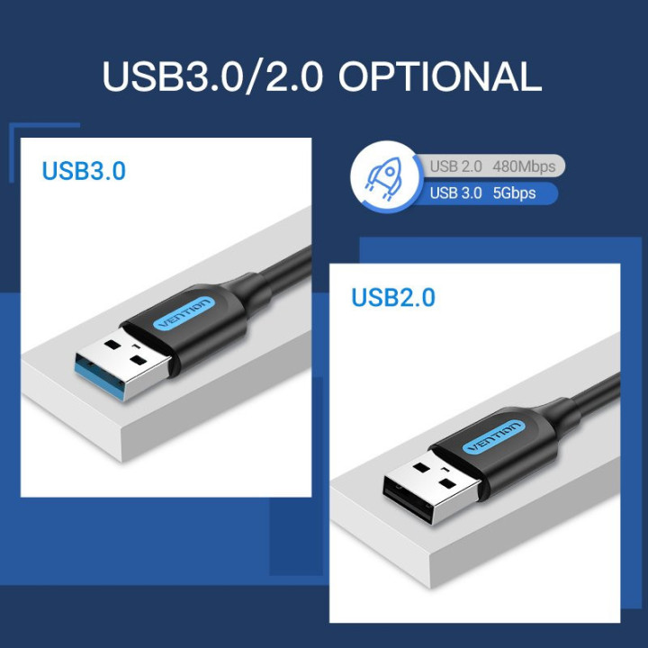 Кабел Vention USB 3.0 AM / AM - 1.5M Black - CONBG